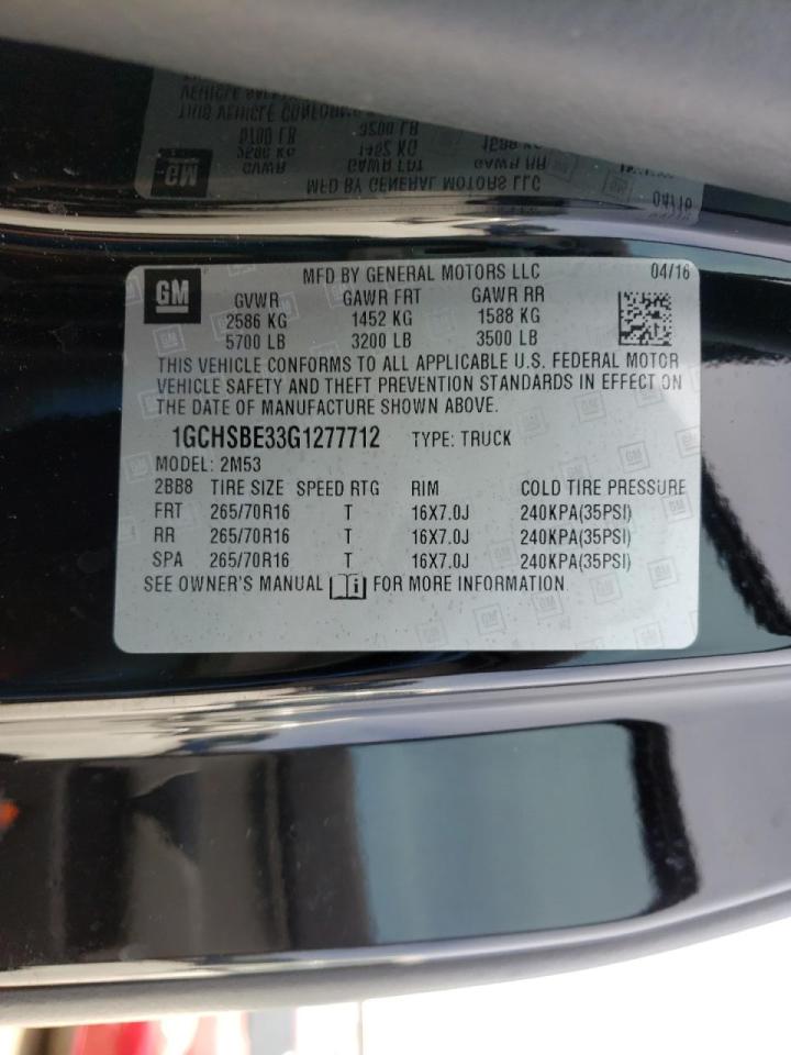 Photo 10 from auction – 2016 CHEVROLET COLORADO with VIN 1GCHSBE33G1277712