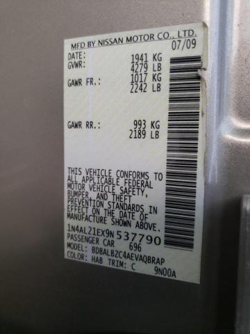 Photo 10 from auction – 2009 NISSAN ALTIMA with VIN 1N4AL21EX9N537790