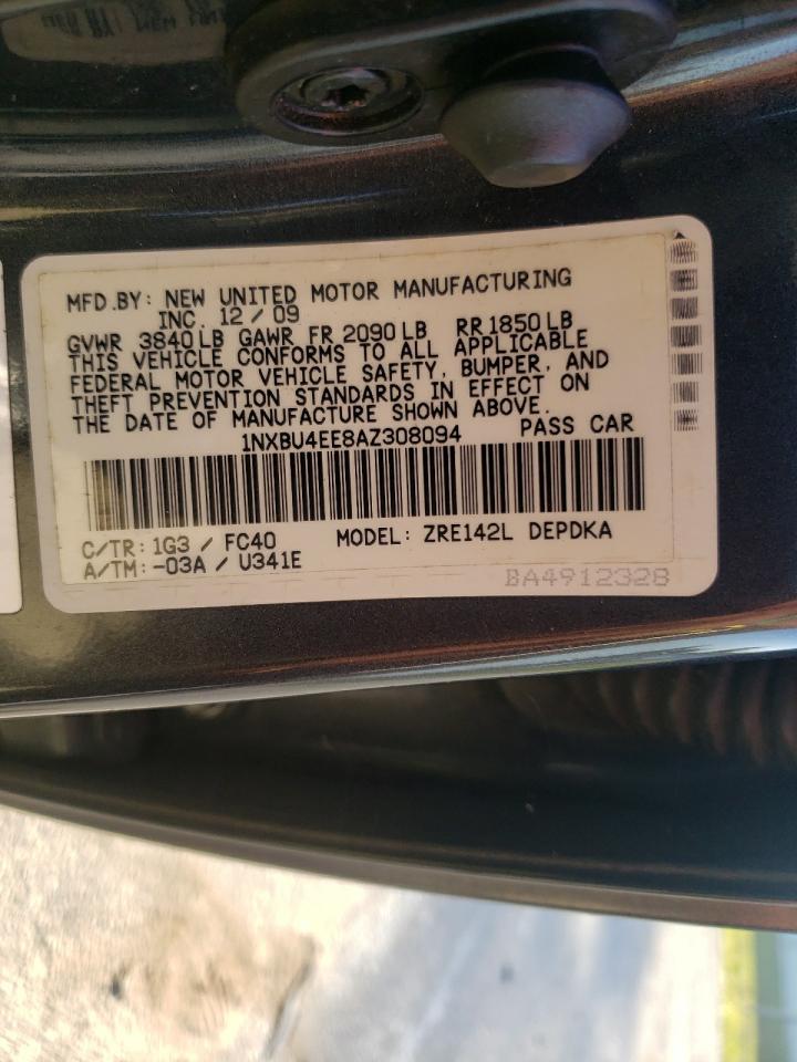 Photo 10 from auction – 2010 TOYOTA COROLLA BA with VIN 1NXBU4EE8AZ308094