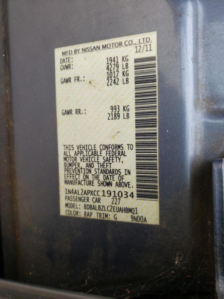 Photo 10 from auction – 2012 NISSAN ALTIMA BAS with VIN 1N4AL2APXCC191034
