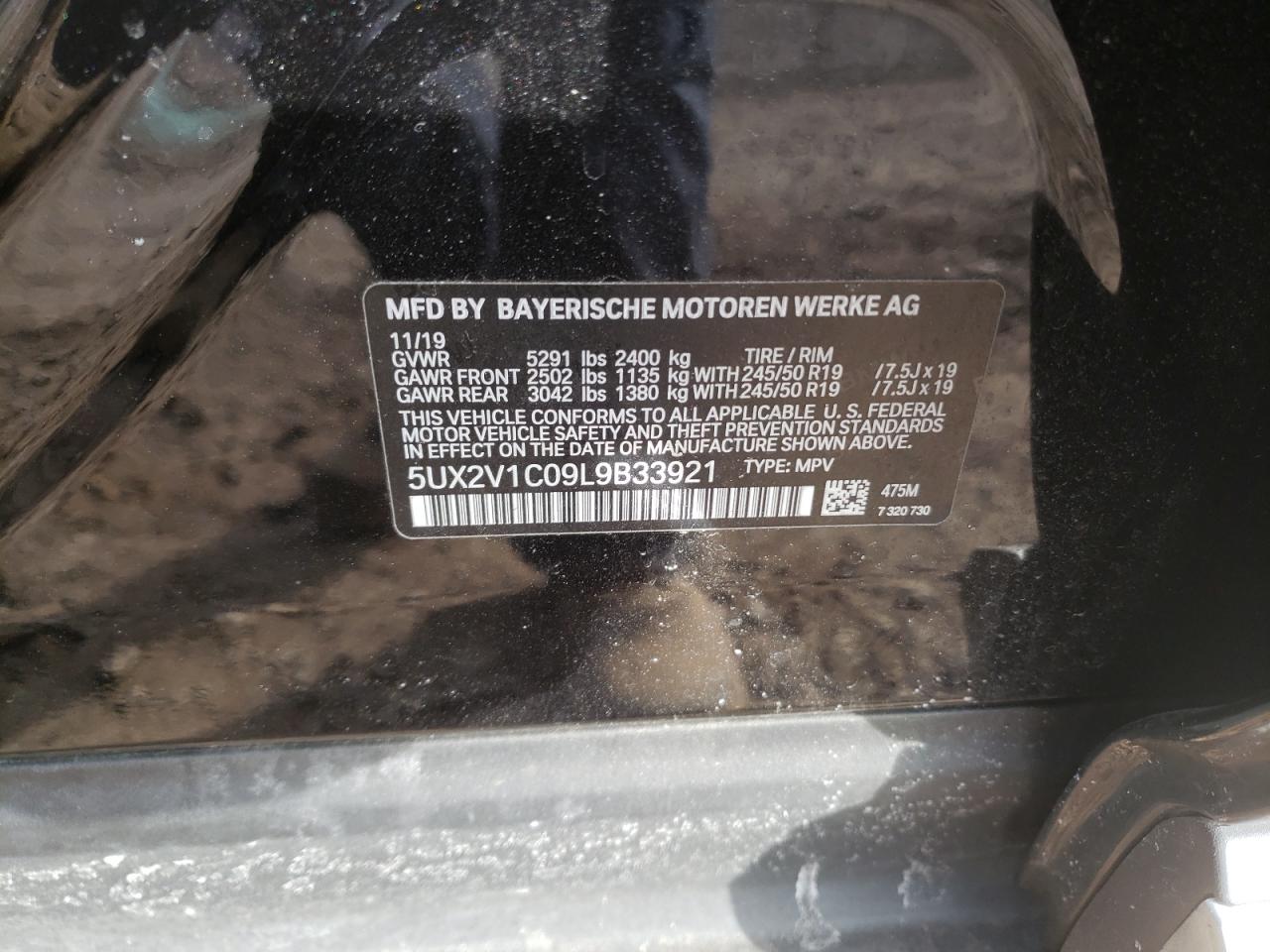 Photo 10 from auction – 2020 BMW X4 XDRIVE3 with VIN 5UX2V1C09L9B33921