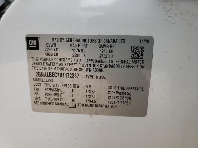 Photo 10 from auction – 2011 CHEVROLET EQUINOX LS with VIN 2GNALBEC7B1172387