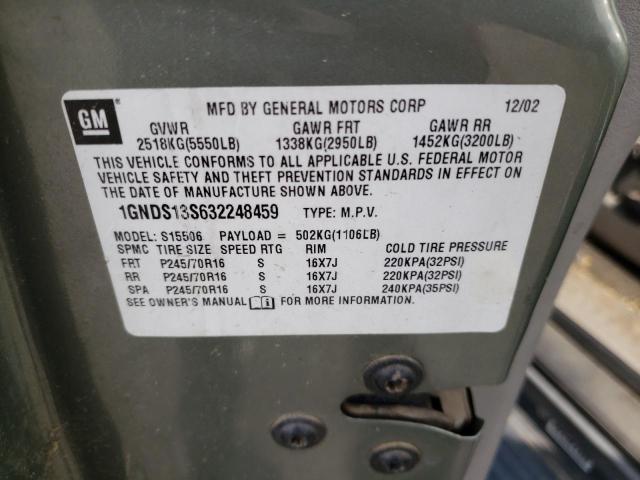 Photo 10 from auction – 2003 CHEVROLET TRAILBLAZE with VIN 1GNDS13S632248459