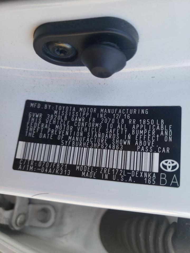 Photo 10 from auction – 2017 TOYOTA COROLLA L with VIN 5YFBURHE3HP624863