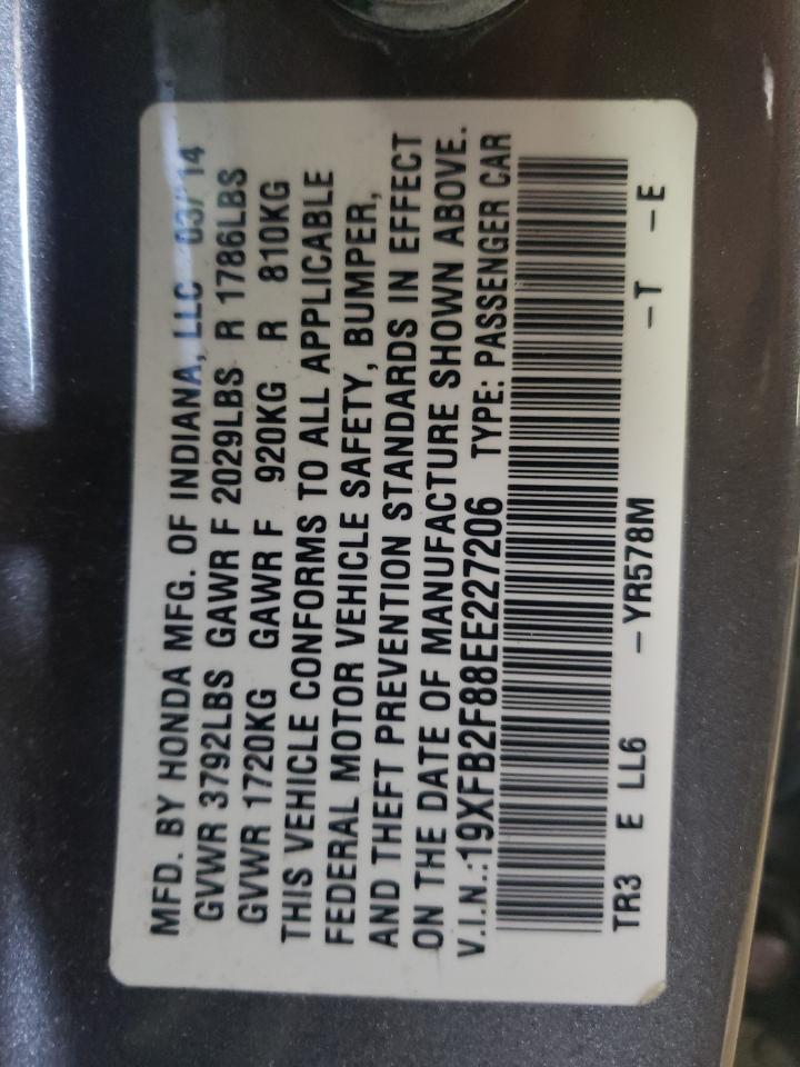 Photo 10 from auction – 2014 HONDA CIVIC EX with VIN 19XFB2F88EE227206