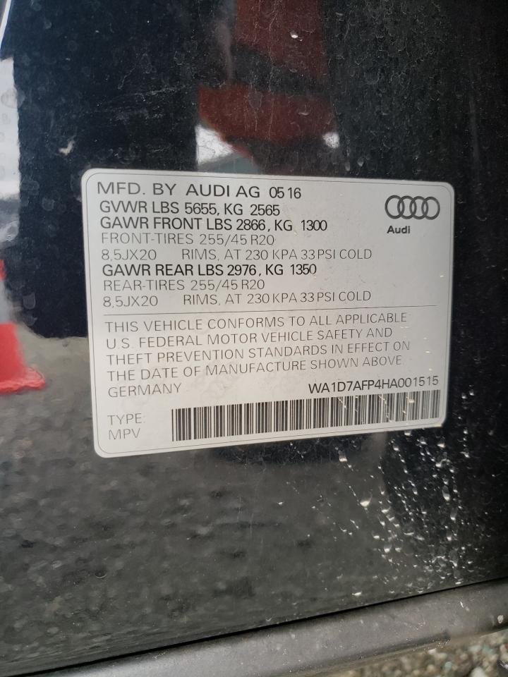 Photo 10 from auction – 2017 AUDI Q5 PREMIUM with VIN WA1D7AFP4HA001515