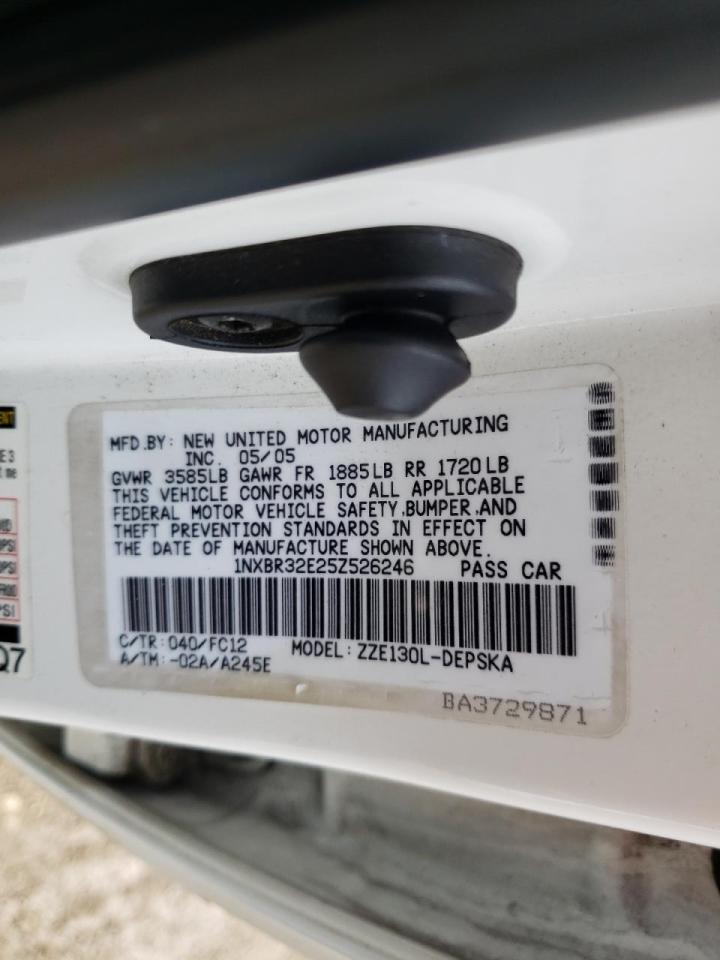 Photo 10 from auction – 2005 TOYOTA COROLLA CE with VIN 1NXBR32E25Z526246
