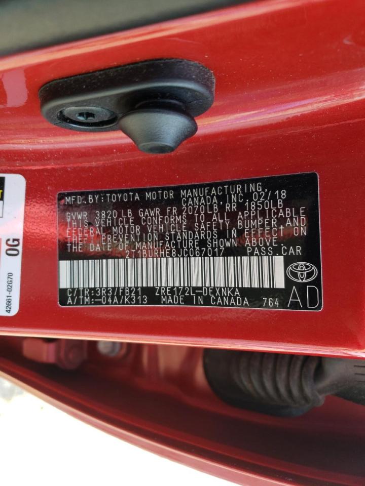 Photo 10 from auction – 2018 TOYOTA COROLLA L with VIN 2T1BURHE8JC067017