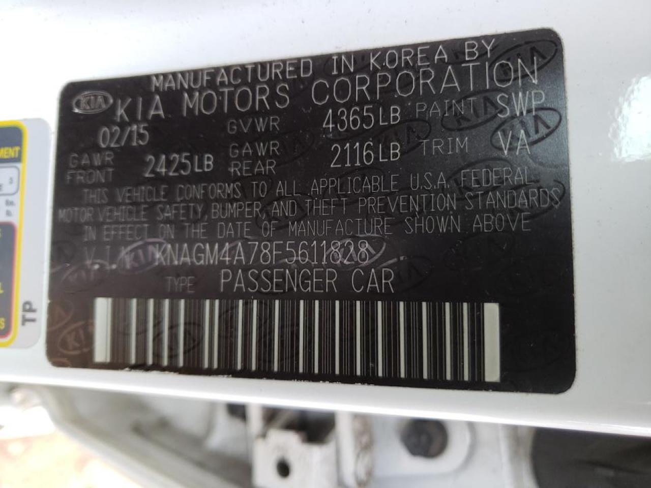 صورة رقم 10 من المزاد - 2015 KIA OPTIMA LX مع VIN KNAGM4A78F5611828