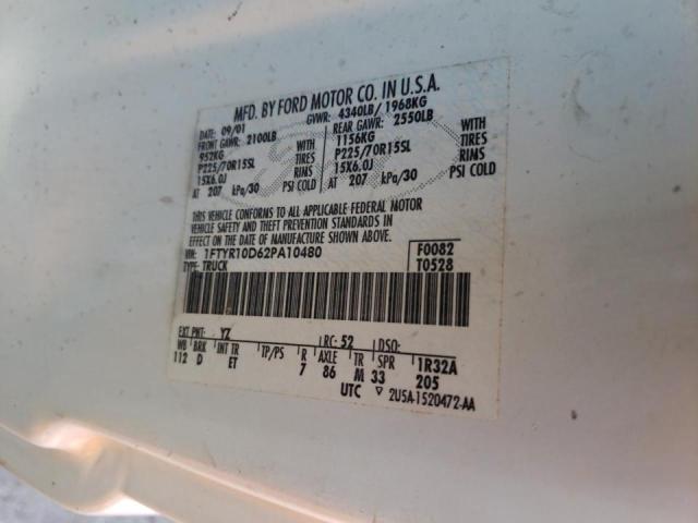 Photo 10 from auction – 2002 FORD RANGER with VIN 1FTYR10D62PA10480