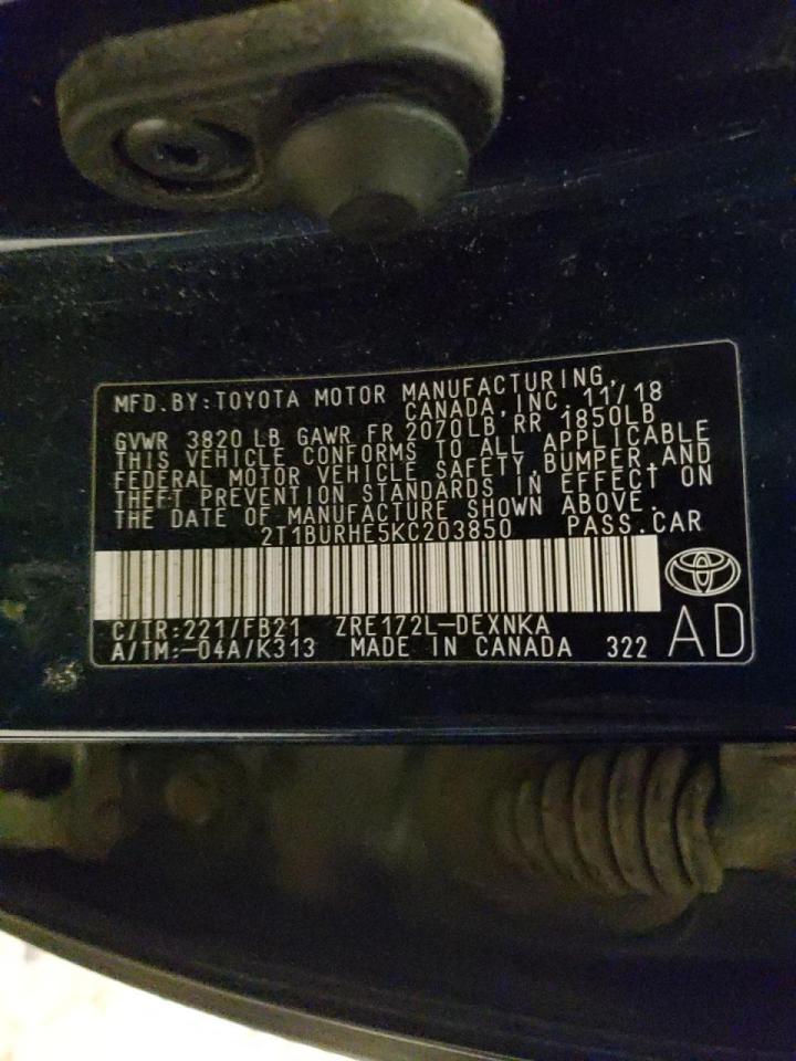 Photo 10 from auction – 2019 TOYOTA COROLLA L with VIN 2T1BURHE5KC203850