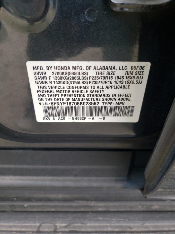 Photo 10 from auction – 2006 HONDA PILOT EX with VIN 5FNYF18706B028562