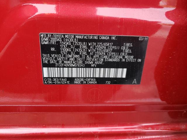Photo 10 from auction – 2011 TOYOTA RAV4 with VIN 2T3ZF4DV9BW078343
