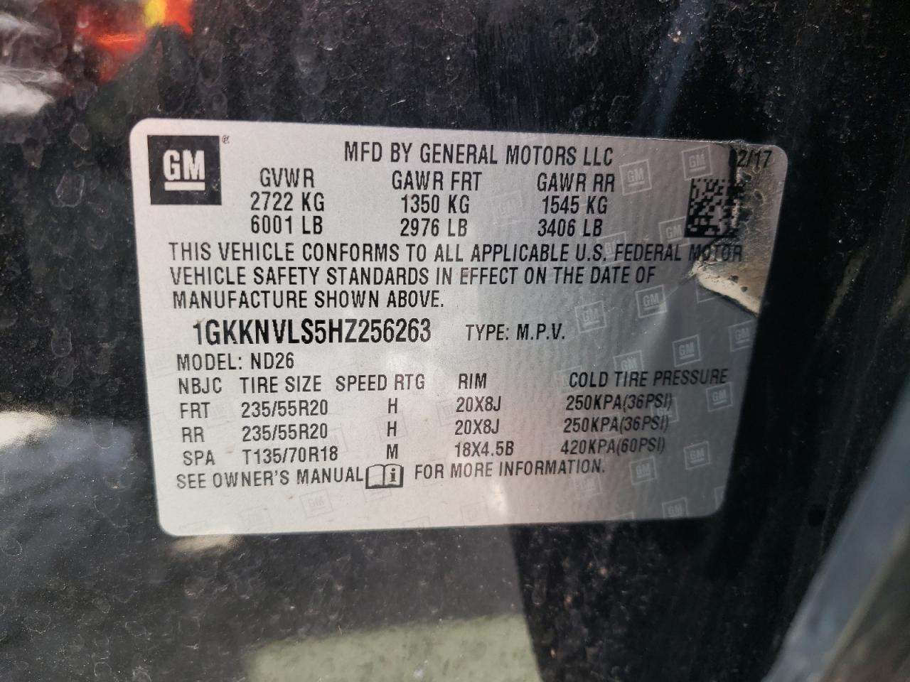 Photo 10 from auction – 2017 GMC ACADIA ALL with VIN 1GKKNVLS5HZ256263