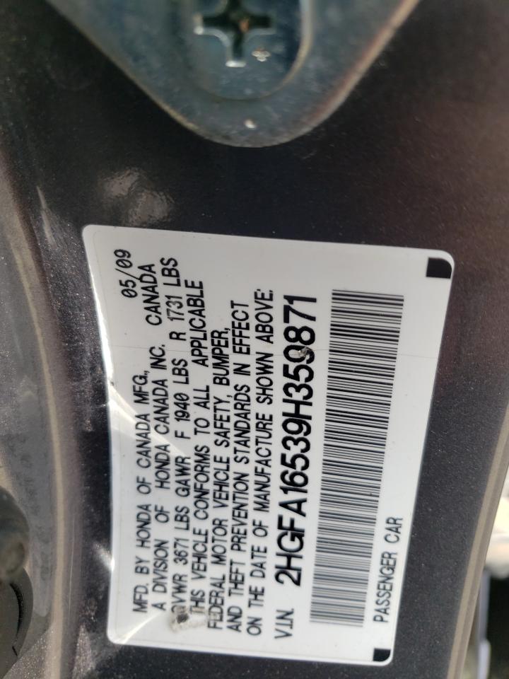Photo 10 from auction – 2009 HONDA CIVIC LX with VIN 2HGFA16539H359871
