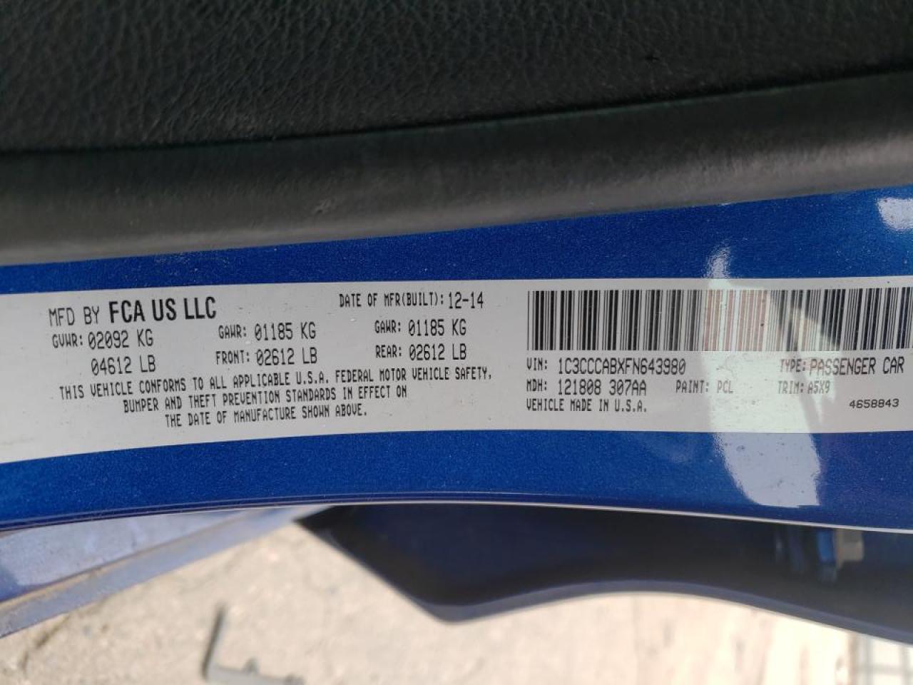 Photo 10 from auction – 2015 CHRYSLER 200 LIMITE with VIN 1C3CCCABXFN643980
