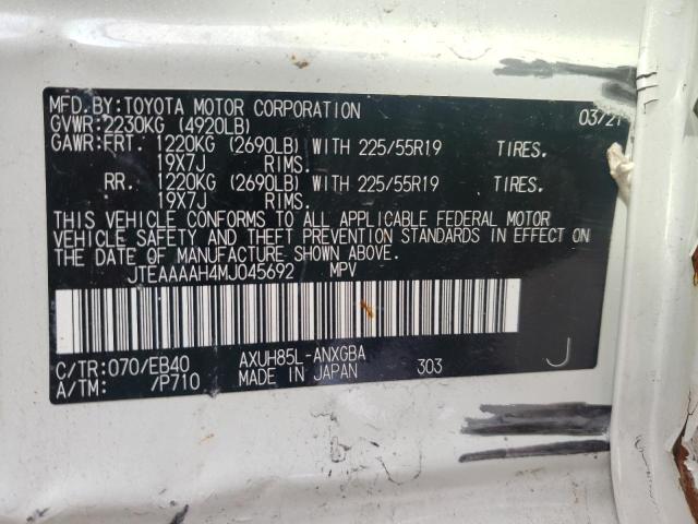 Photo 10 from auction – 2021 TOYOTA VENZA LE with VIN JTEAAAAH4MJ045692