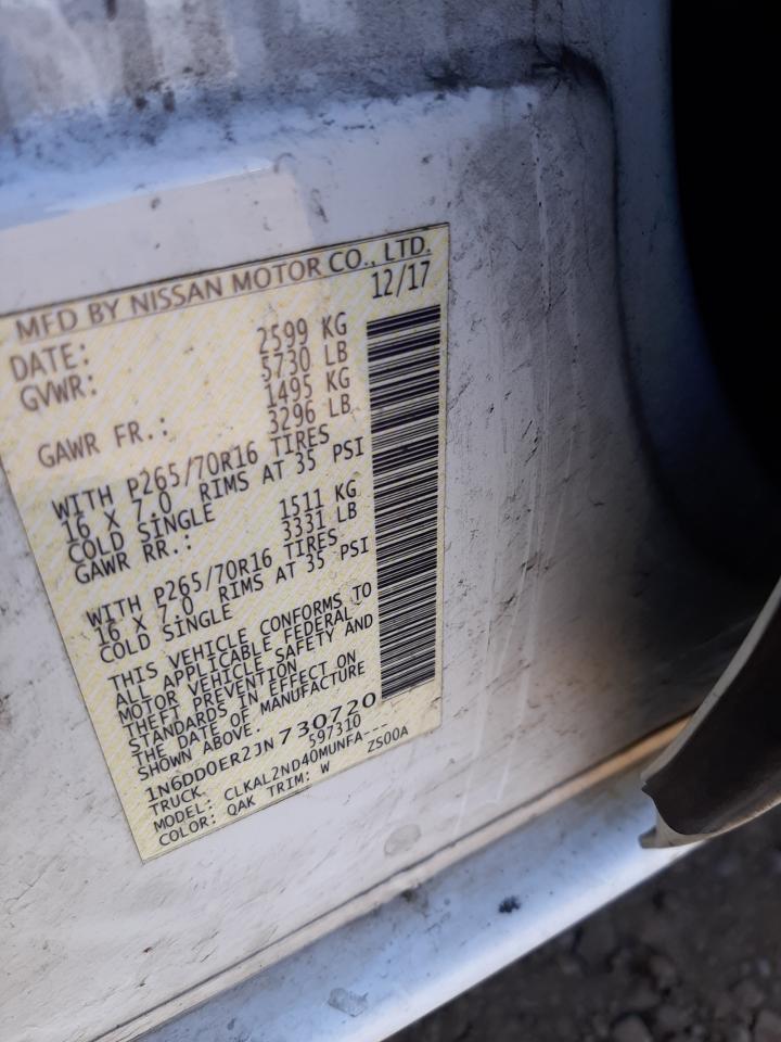 Photo 10 from auction – 2018 NISSAN FRONTIER S with VIN 1N6DD0ER2JN730720