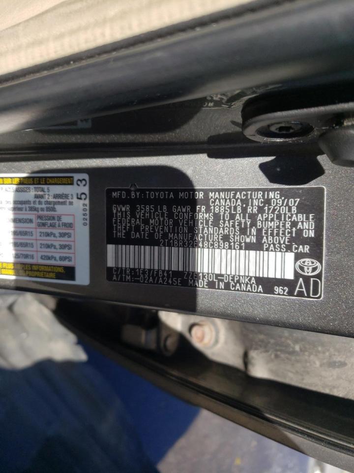 Photo 10 from auction – 2008 TOYOTA COROLLA CE with VIN 2T1BR32E48C898161