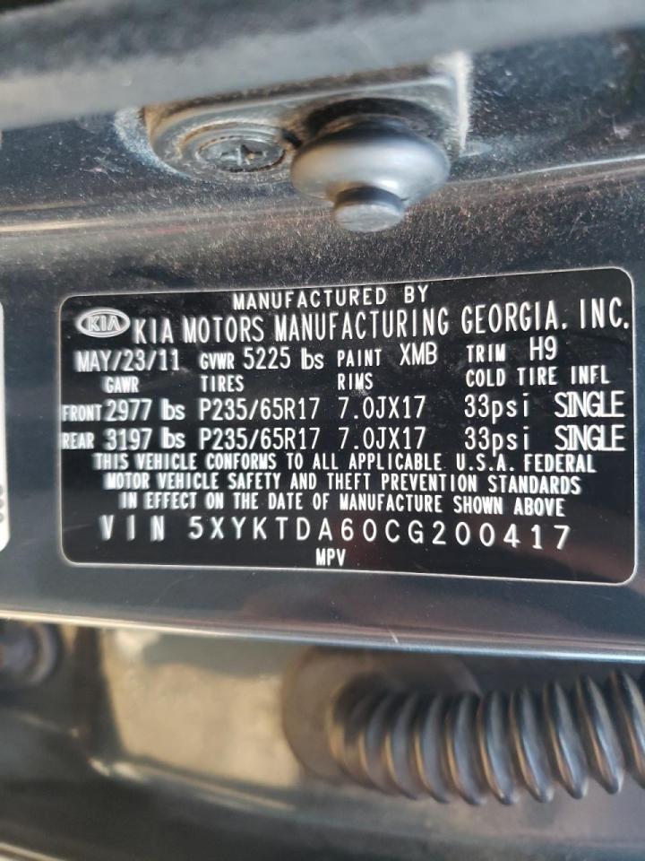 Photo 10 from auction – 2012 KIA SORENTO BA with VIN 5XYKTDA60CG200417