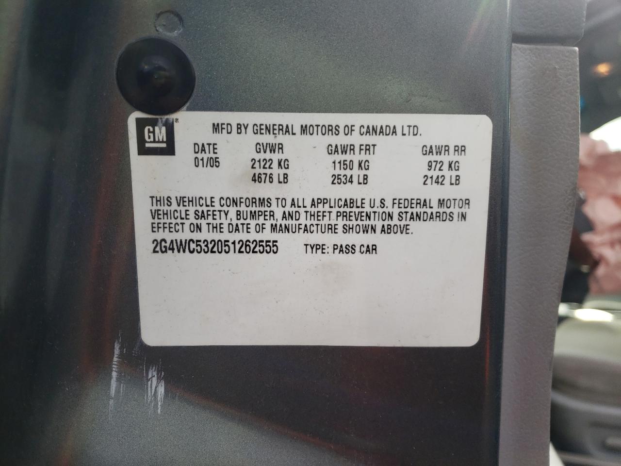 Photo 10 from auction – 2005 BUICK LACROSSE C with VIN 2G4WC532051262555