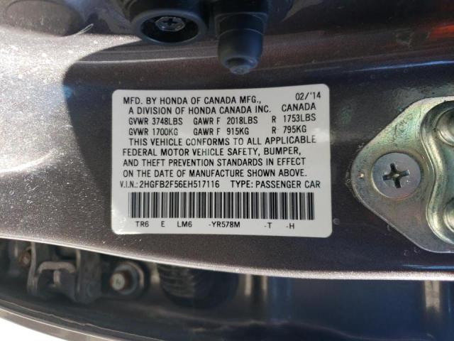 Photo 10 from auction – 2014 HONDA CIVIC LX with VIN 2HGFB2F56EH517116