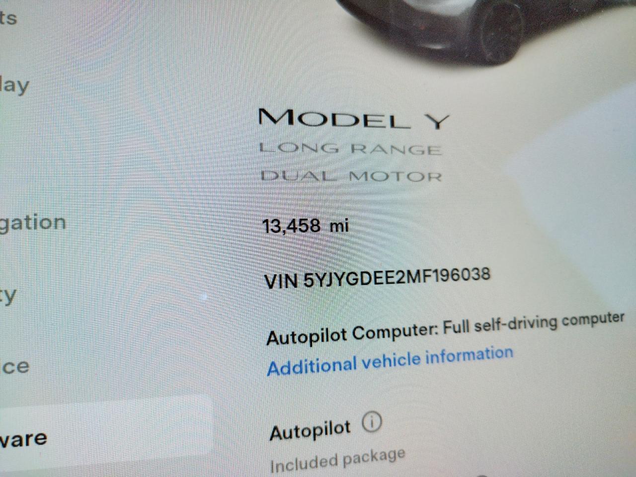 Photo 8 from auction – 2021 TESLA MODEL Y with VIN 5YJYGDEE2MF196038