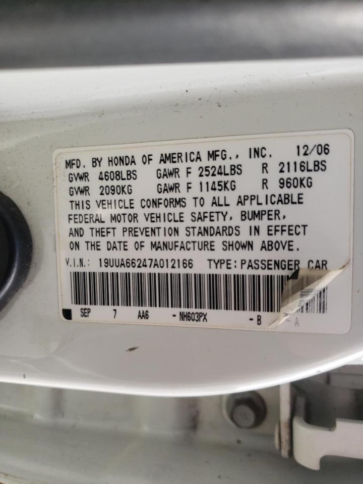 Photo 10 from auction – 2007 ACURA TL with VIN 19UUA66247A012166