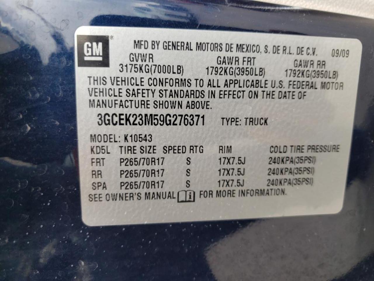 Photo 10 from auction – 2009 CHEVROLET SILVERADO with VIN 3GCEK23M59G276371