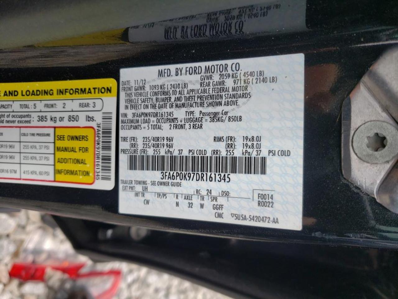 Photo 10 from auction – 2013 FORD FUSION TIT with VIN 3FA6P0K97DR161345