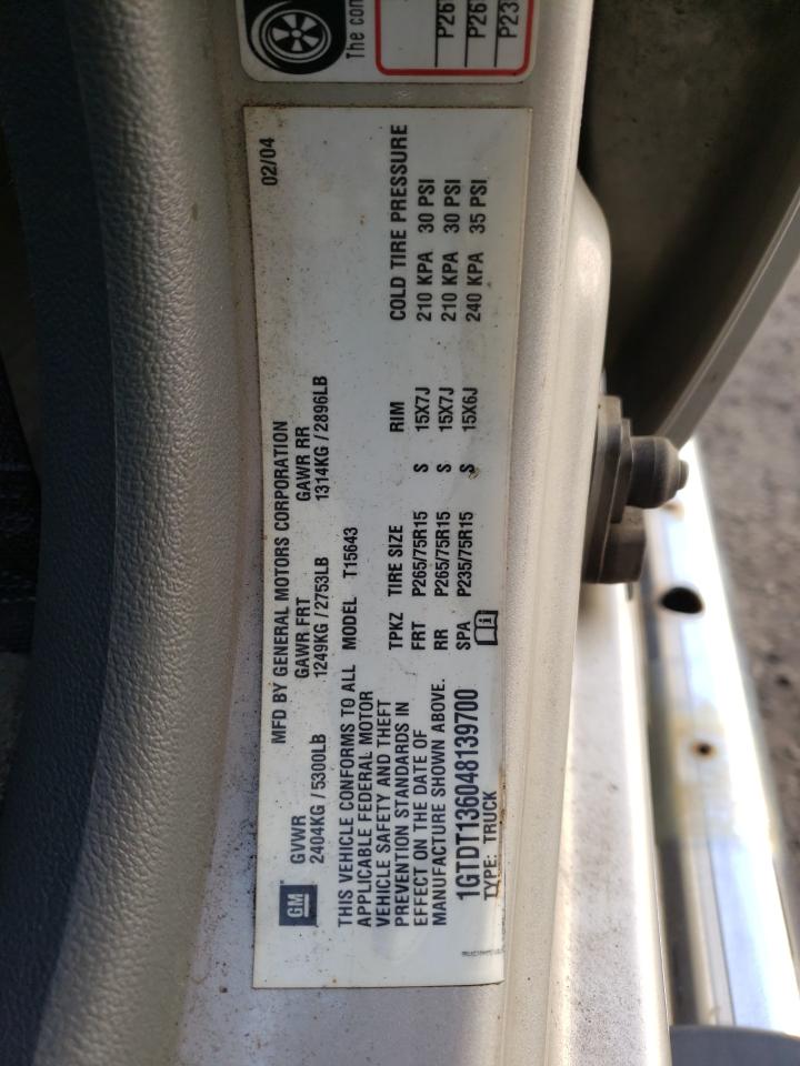 Photo 10 from auction – 2004 GMC CANYON with VIN 1GTDT136048139700