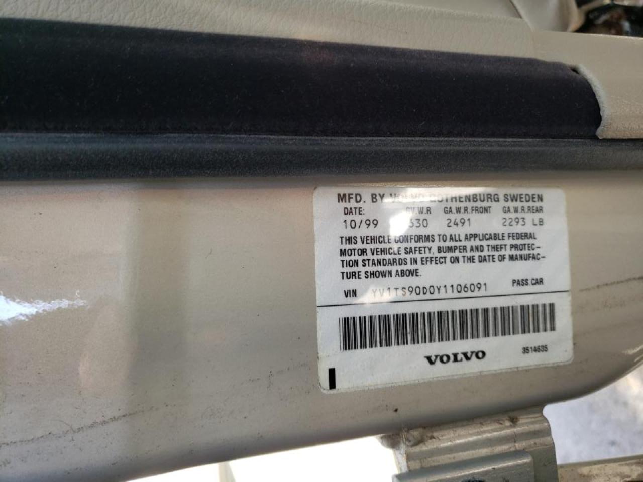 Photo 10 from auction – 2000 VOLVO S80 T6 TUR with VIN YV1TS90D0Y1106091
