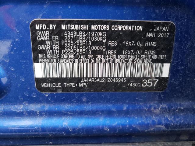 Photo 10 from auction – 2017 MITSUBISHI OUTLANDER with VIN JA4AR3AU2HZ046945