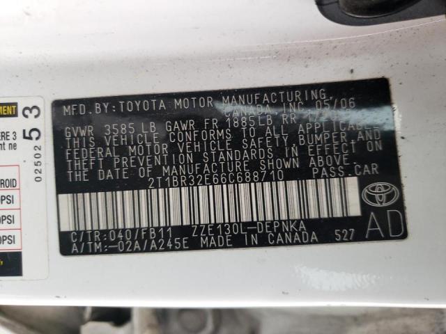 Photo 10 from auction – 2006 TOYOTA COROLLA CE with VIN 2T1BR32E66C688710