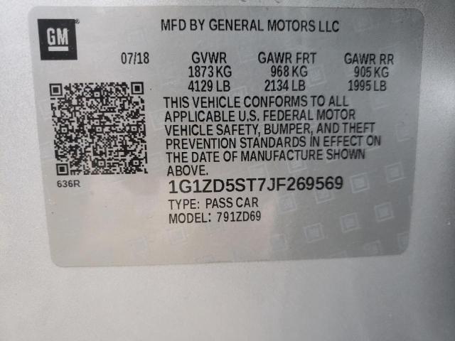Photo 10 from auction – 2018 CHEVROLET MALIBU LT with VIN 1G1ZD5ST7JF269569