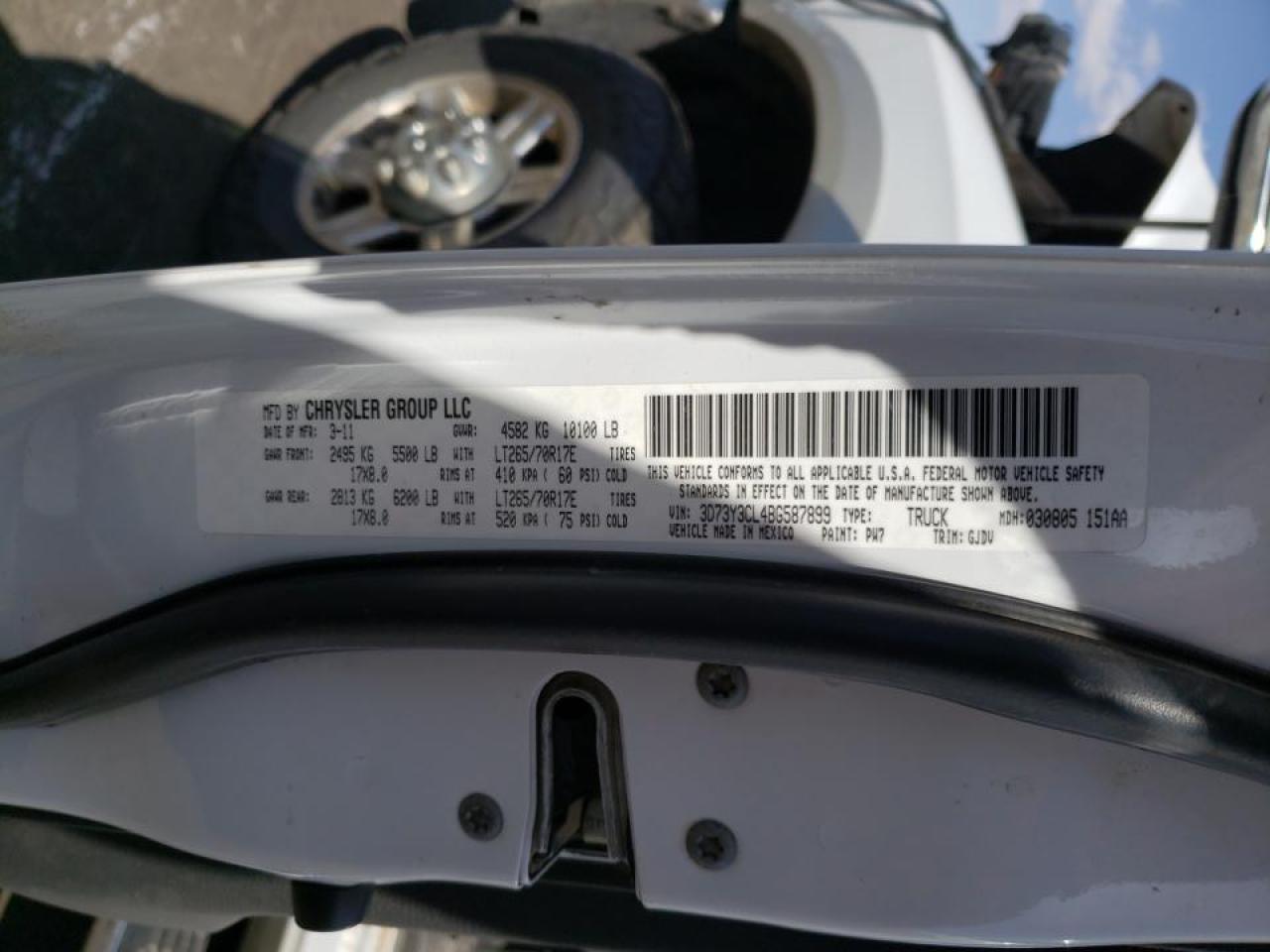 Photo 10 from auction – 2011 DODGE RAM 3500 with VIN 3D73Y3CL4BG587899