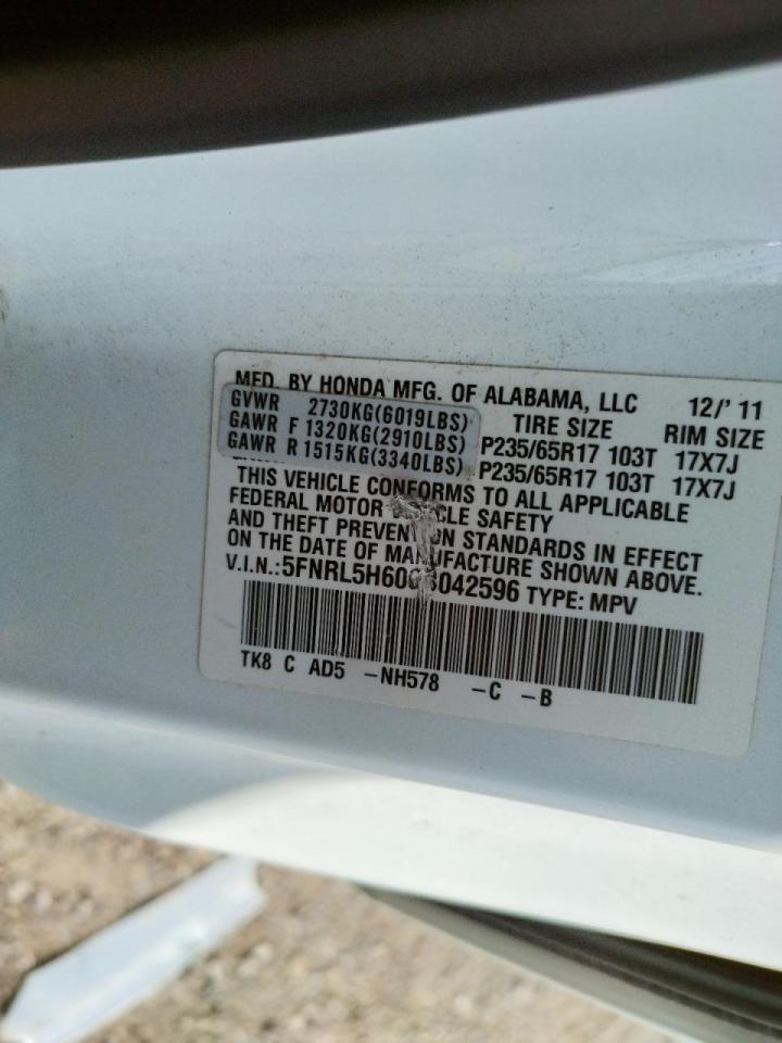 Photo 10 from auction – 2012 HONDA ODYSSEY EX with VIN 5FNRL5H60CB042596