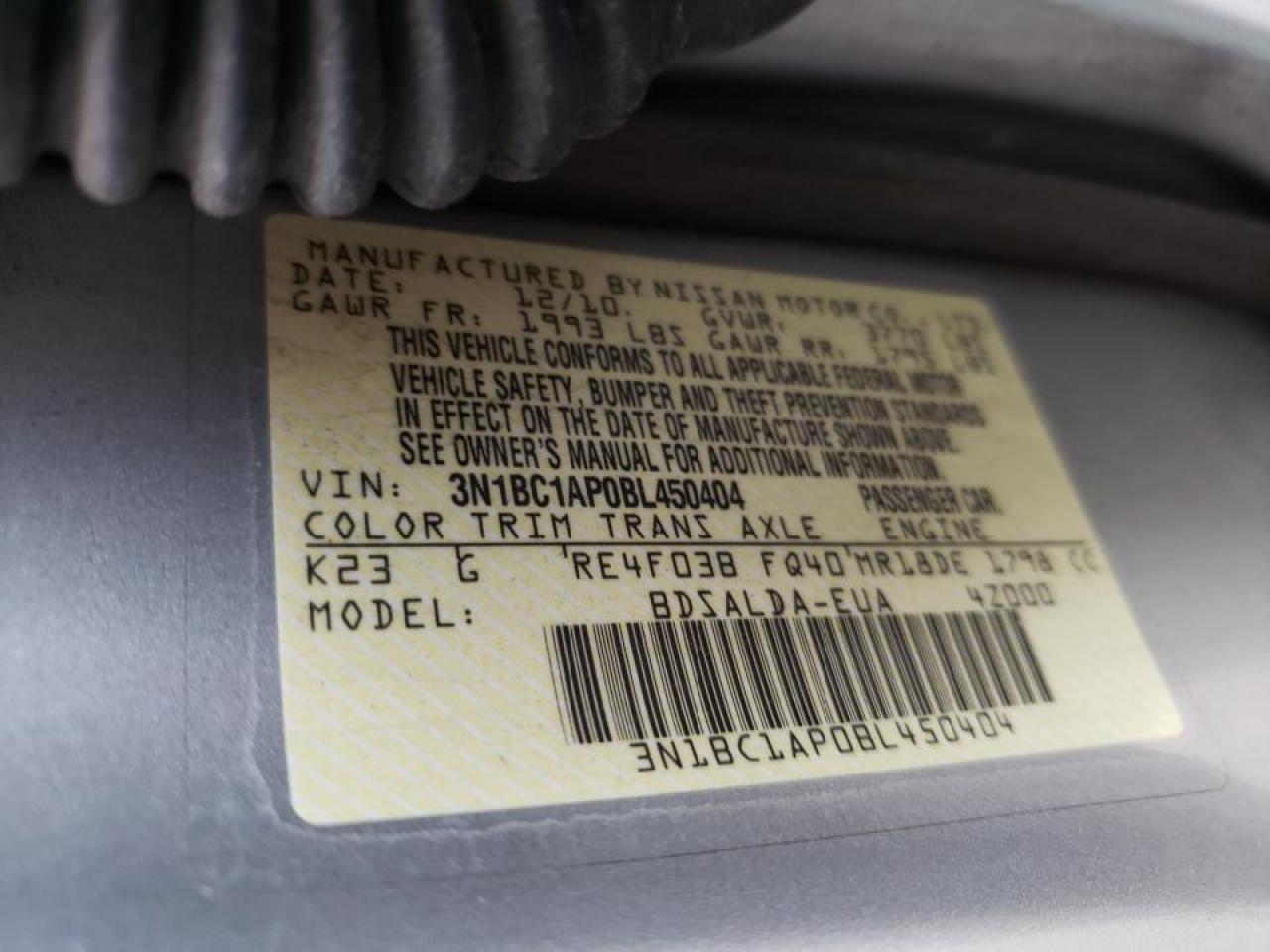 Фото 10 с аукциона – 2011 NISSAN VERSA S с VIN 3N1BC1AP0BL450404