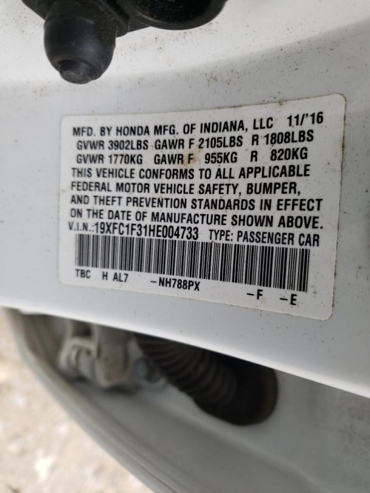 Photo 10 from auction – 2017 HONDA CIVIC EX with VIN 19XFC1F31HE004733