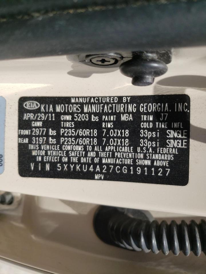 Photo 10 from auction – 2012 KIA SORENTO EX with VIN 5XYKU4A27CG191127