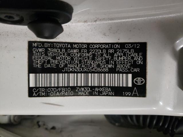Photo 10 from auction – 2012 TOYOTA PRIUS with VIN JTDKN3DUXC5428688