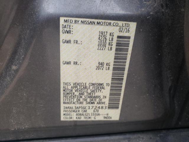 NISSAN ALTIMA 2.5 2016 with VIN 1N4AL3AP5GC172483 - Photo from auction