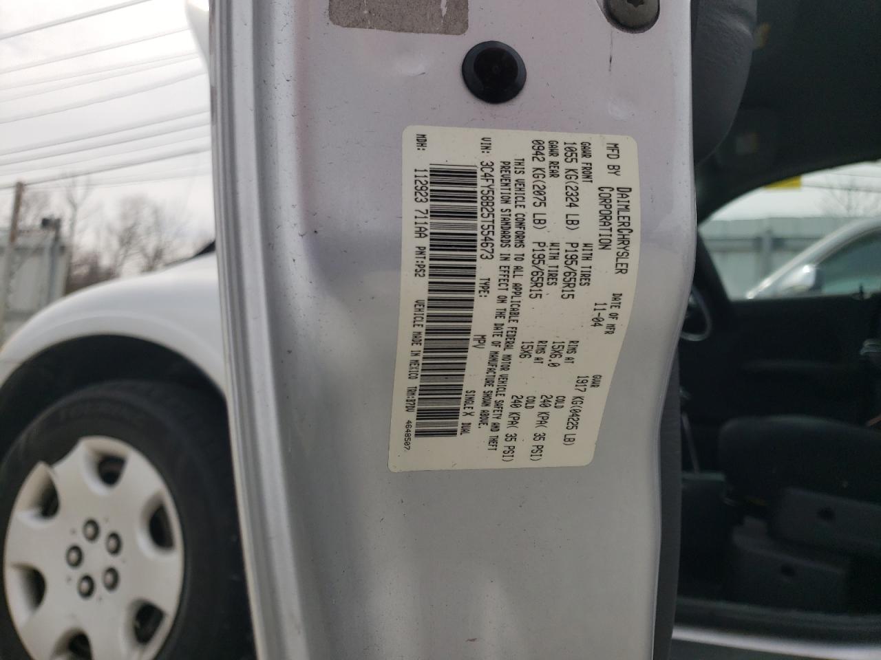 Photo 10 from auction – 2005 CHRYSLER PT CRUISER with VIN 3C4FY58B25T554673