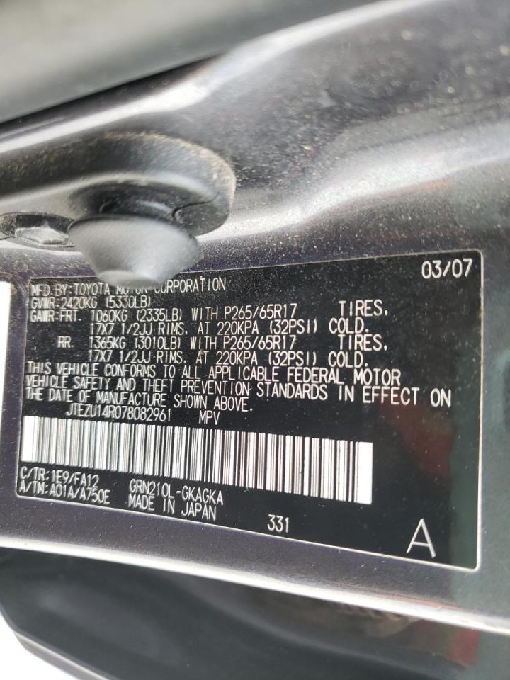 Photo 10 from auction – 2007 TOYOTA 4RUNNER SR with VIN JTEZU14R078082961