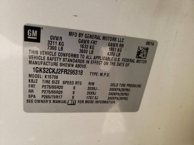 Photo 10 from auction – 2015 GMC YUKON DENA with VIN 1GKS2CKJ2FR296318