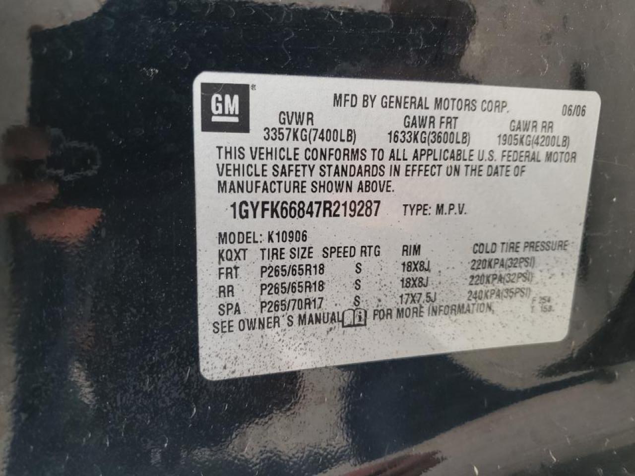 Photo 10 from auction – 2007 CADILLAC ESCALADE E with VIN 1GYFK66847R219287
