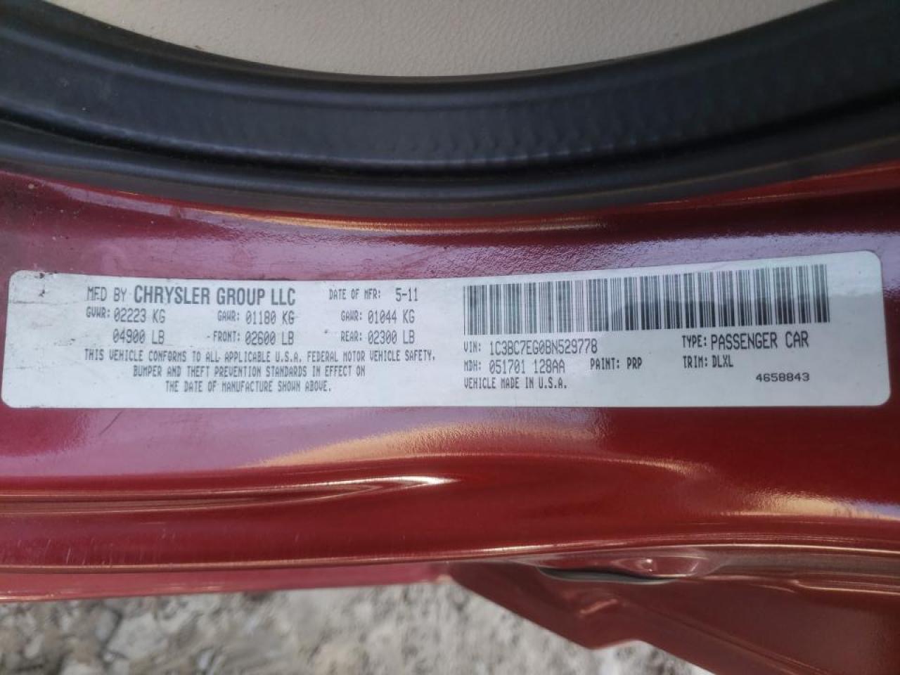 Photo 10 from auction – 2011 CHRYSLER 200 LIMITE with VIN 1C3BC7EG0BN529778