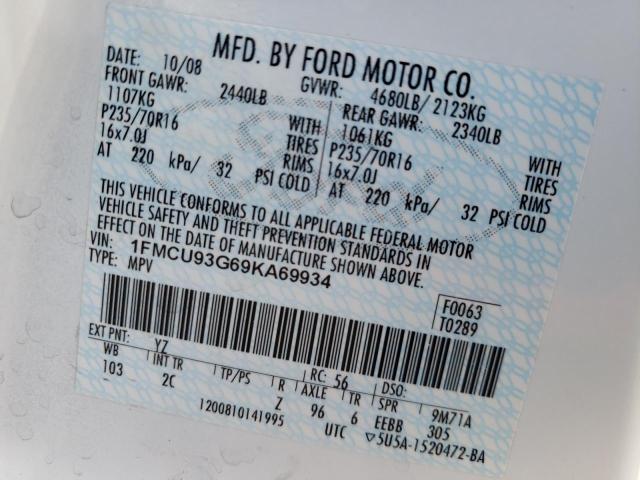 Photo 10 from auction – 2009 FORD ESCAPE XLT with VIN 1FMCU93G69KA69934
