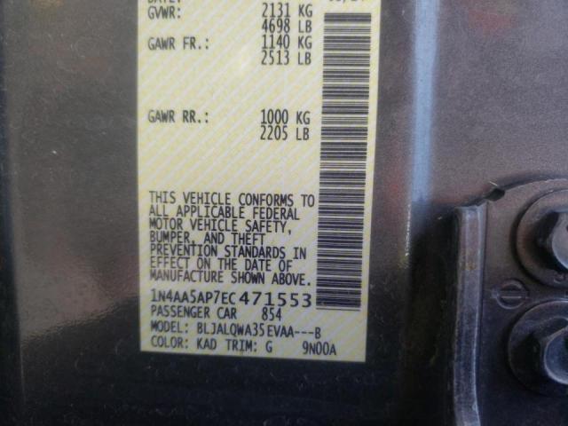 Photo 10 from auction – 2014 NISSAN MAXIMA S with VIN 1N4AA5AP7EC471553