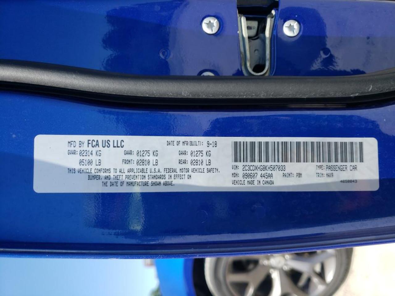 Photo 10 from auction – 2019 DODGE CHARGER GT with VIN 2C3CDXHG8KH507033